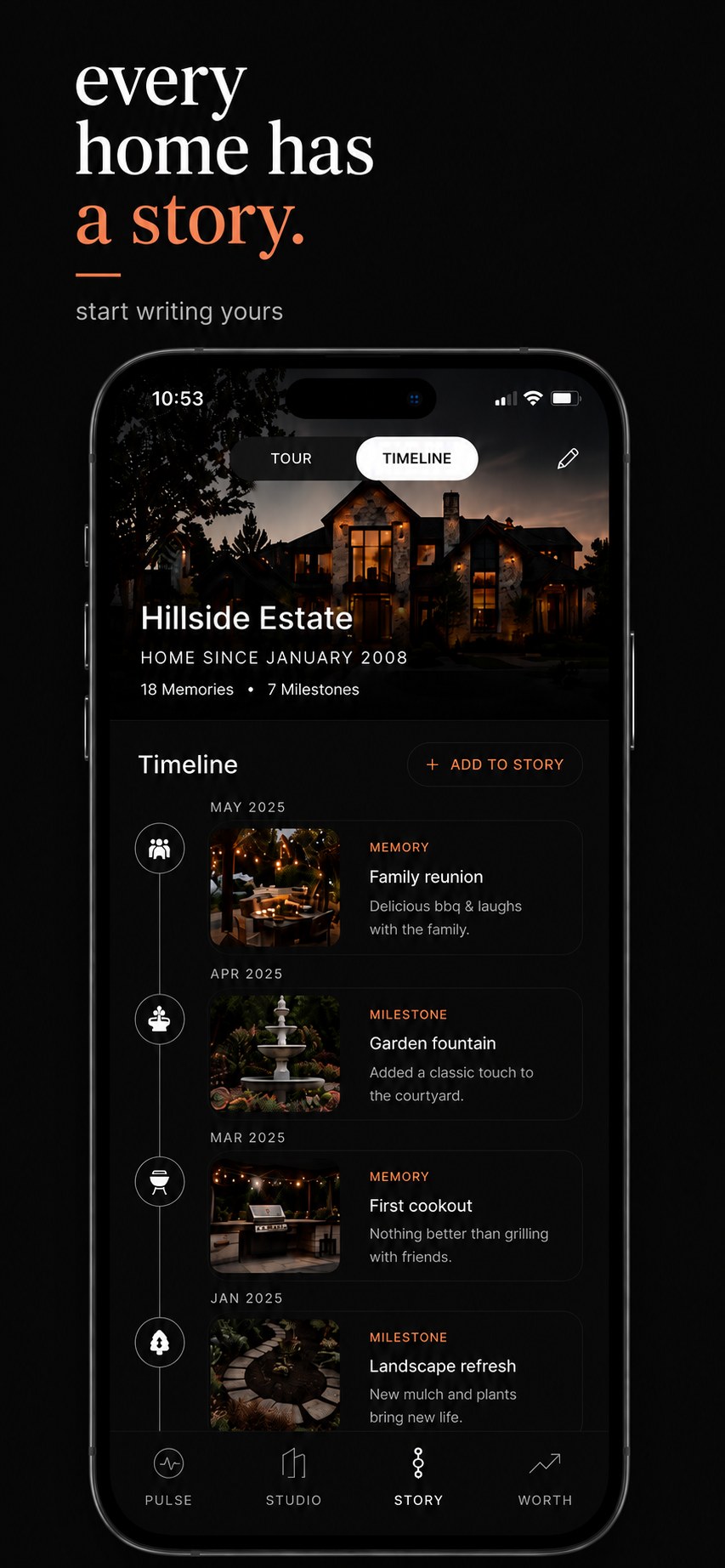 ROQ Story timeline screen